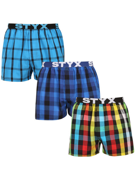 Styx Set de trei - pantaloni scurți bărbătești Styx bandă sportivă multicolori