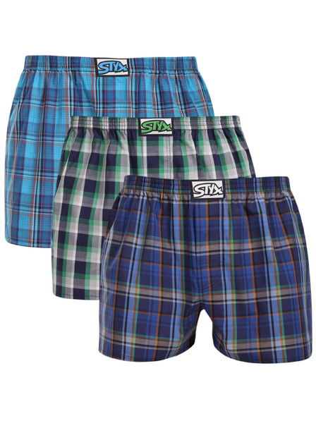 Styx Set de trei pantaloni scurți bărbătești Styx cu elastic clasic multicolori
