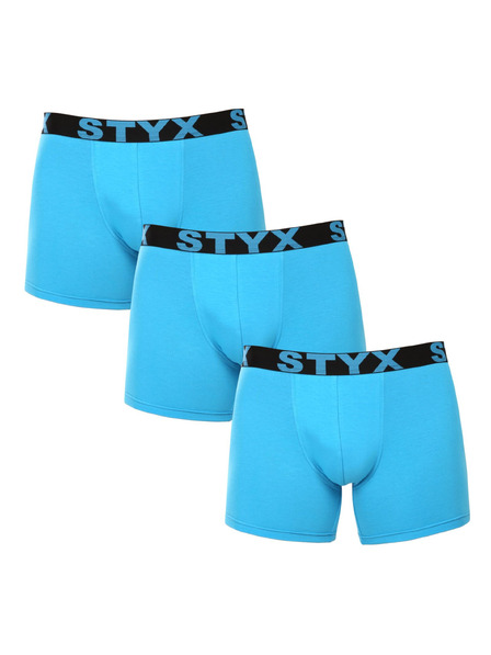 Styx Set de trei - boxeri bărbătești Styx long bandă sportivă albastru deschis