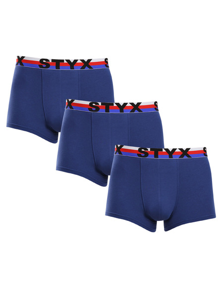 Styx Set de trei - boxeri bărbătești Styx bandă sportivă albastru închis tricolor