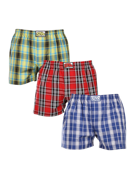 Styx Set de trei pantaloni scurți bărbătești Styx cu elastic clasic multicolori