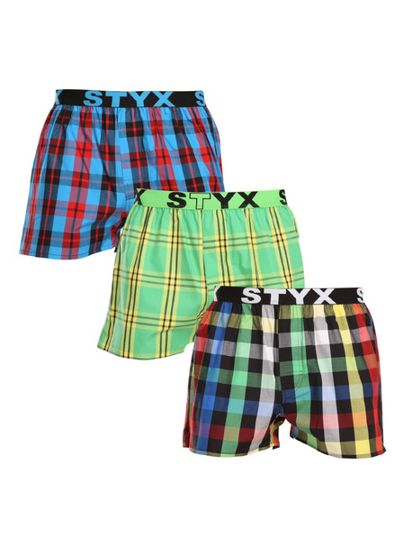 Styx Set de trei - pantaloni scurți bărbătești Styx bandă sportivă multicolori
