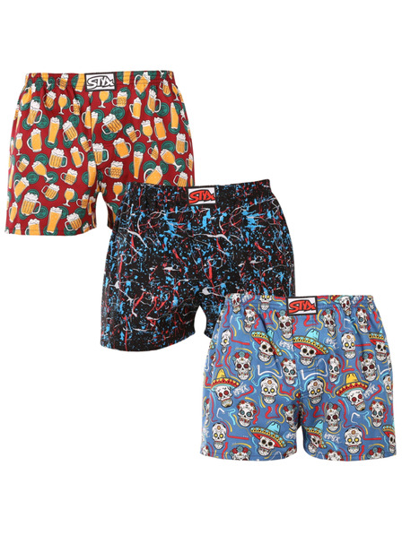 Styx Set de trei - pantaloni scurți bărbătești Styx art bandă clasică multicolori