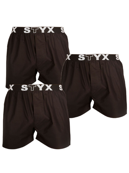 Styx Set trei - boxeri bărbătești Styx banda elastică sport negru