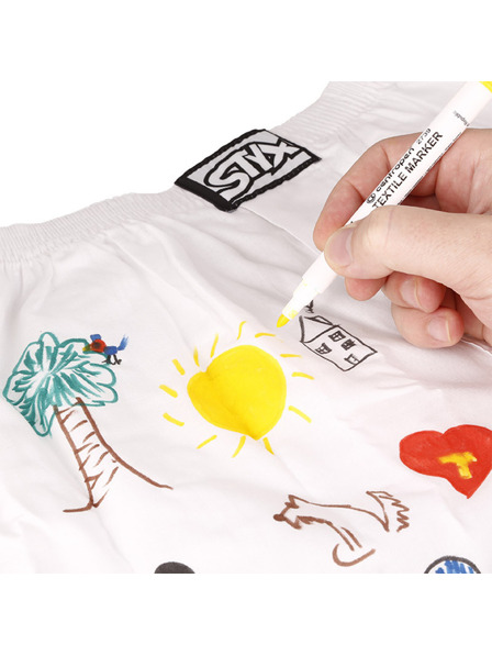Styx Boxeri bărbătești Styx banda elastică clasică albi + markere pentru textile