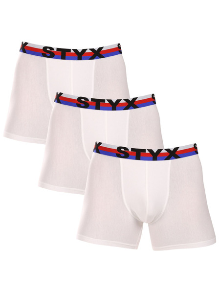 Styx Set trei - boxeri bărbătești Styx long banda elastică sport alb tricolor