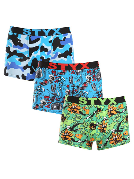 Styx Set de trei - boxeri bărbătești Styx art bandă sportivă multicolor