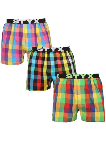 Styx Set de trei - pantaloni scurți bărbătești Styx bandă sportivă multicolori