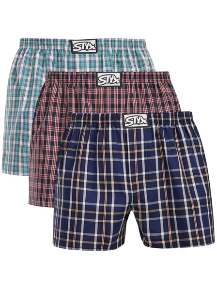 Styx Set de trei pantaloni scurți bărbătești Styx cu elastic clasic multicolori