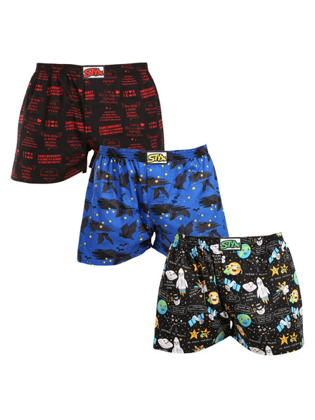 Styx Set de trei - pantaloni scurți bărbătești Styx art bandă clasică multicolori