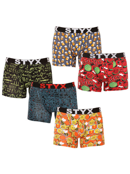 Styx Set cinci - boxeri bărbătești Styx long art banda elastică sport multicolor