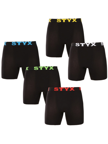 Styx Set de cinci - boxeri bărbătești Styx long bandă sportivă negru