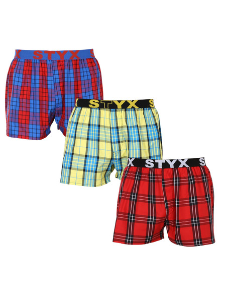 Styx Set de trei - pantaloni scurți bărbătești Styx bandă sportivă multicolori
