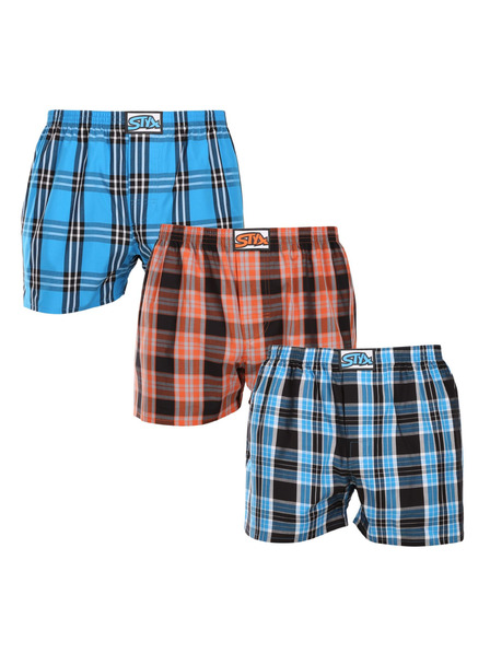 Styx Set de trei pantaloni scurți bărbătești Styx cu elastic clasic multicolori