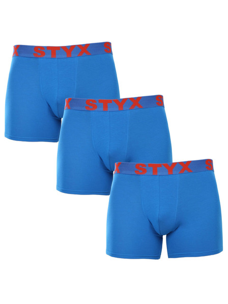Styx Set trei - boxeri bărbătești Styx long banda elastică sport albastru