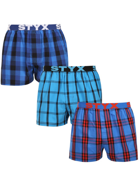 Styx Set de trei - pantaloni scurți bărbătești Styx bandă sportivă multicolori