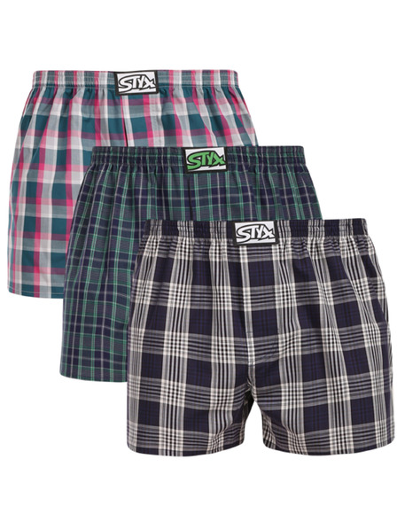 Styx Set de trei pantaloni scurți bărbătești Styx cu elastic clasic multicolori