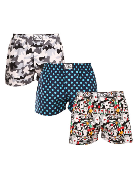 Styx Set de trei - pantaloni scurți bărbătești Styx art bandă clasică multicolori