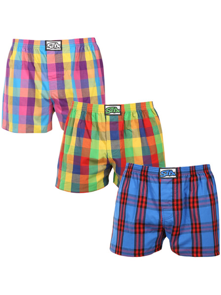 Styx Set de trei pantaloni scurți bărbătești Styx cu elastic clasic multicolori