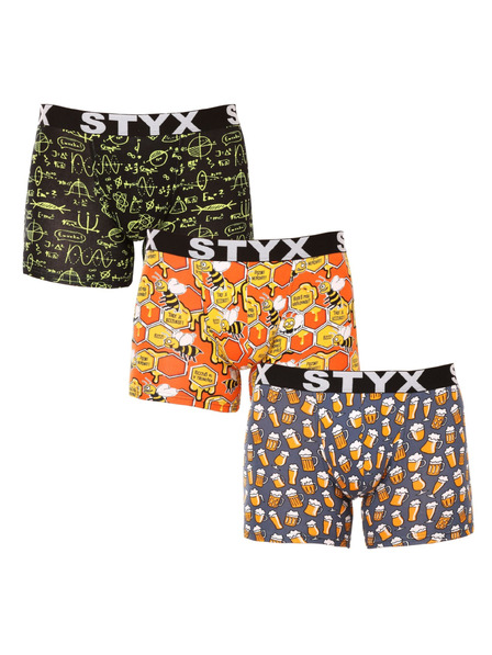 Styx Set de trei - boxeri bărbătești Styx long art bandă sportivă multicolori