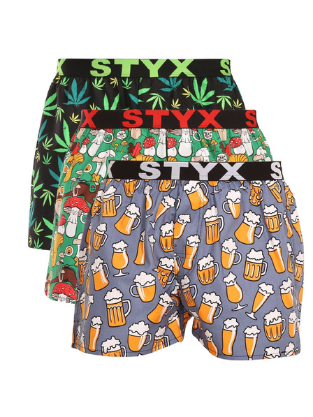Styx Set trei - boxeri bărbătești Styx art banda elastică sport multicolor