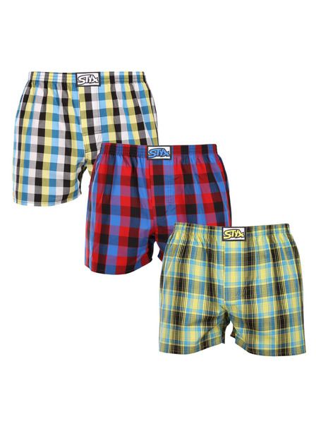 Styx Set de trei pantaloni scurți bărbătești Styx cu elastic clasic multicolori