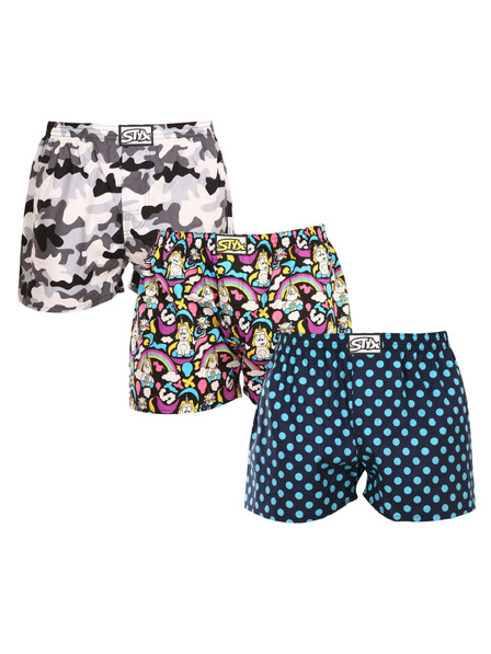 Styx Set de trei - pantaloni scurți bărbătești Styx art bandă clasică multicolori