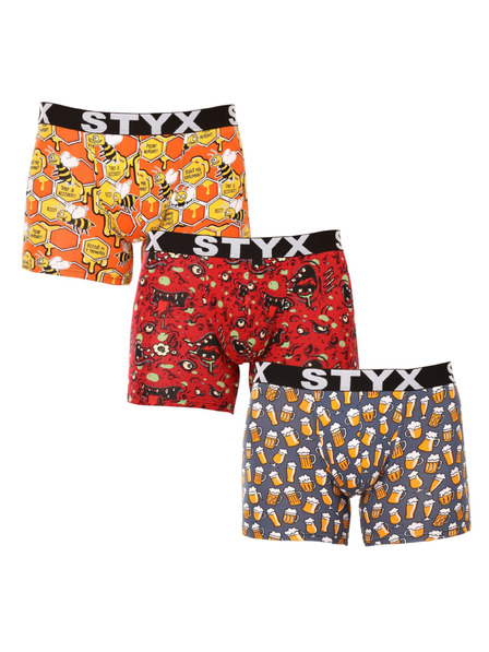 Styx Set de trei - boxeri bărbătești Styx long art bandă sportivă multicolori