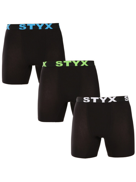 Styx Set trei - boxeri lungi bărbătești Styx bandă elastică sportivă negru