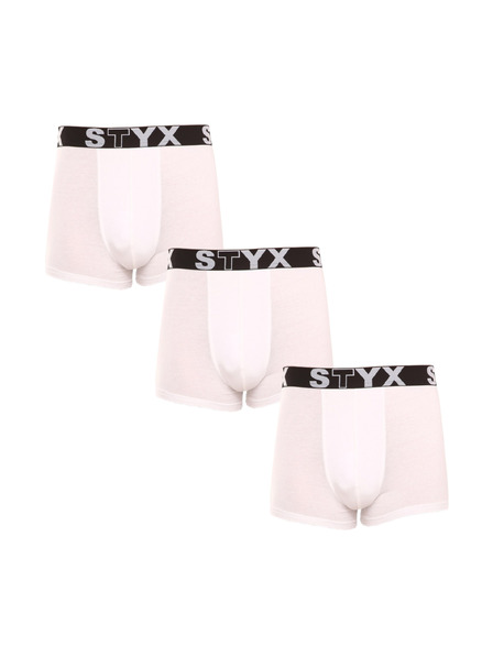 Styx Set trei - boxeri bărbătești Styx bandă elastică sportivă alb