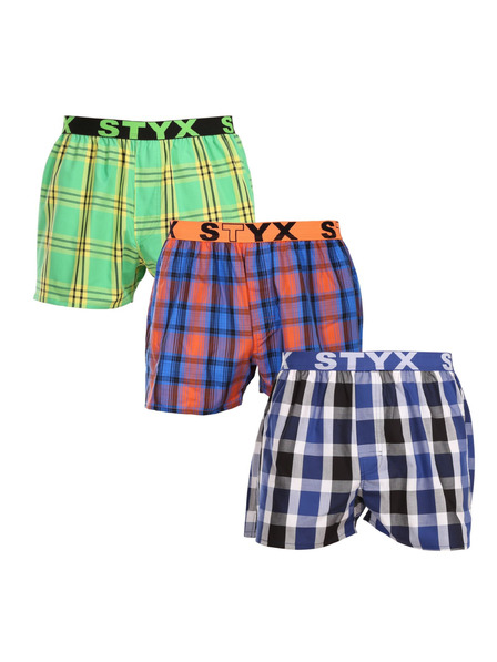 Styx Set de trei - pantaloni scurți bărbătești Styx bandă sportivă multicolori
