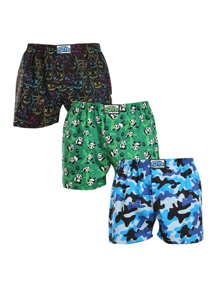 Styx Set de trei - pantaloni scurți bărbătești Styx art bandă clasică multicolori