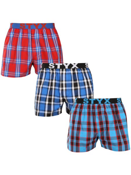 Styx Set de trei - pantaloni scurți bărbătești Styx bandă sportivă multicolori