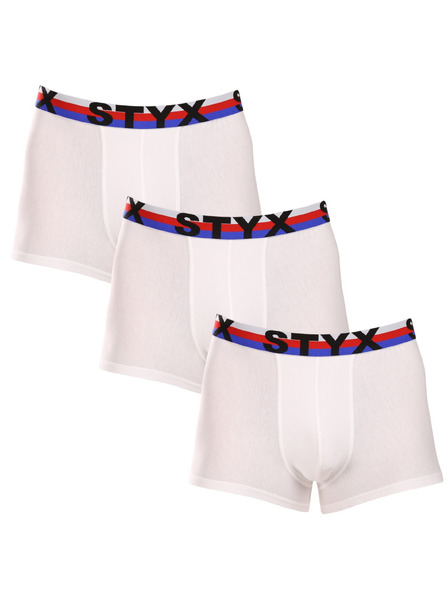 Styx Set trei - boxeri bărbătești Styx bandă elastică sportivă alb tricolor