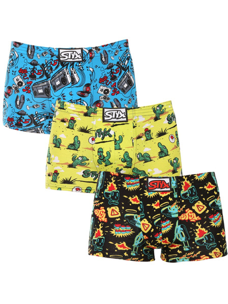 Styx Set trei - boxeri bărbătești Styx art bandă elastică clasică multicolor