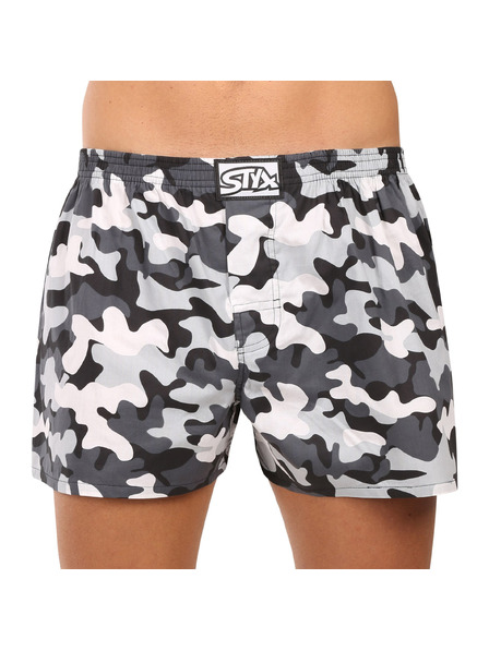 Styx Boxeri bărbătești Styx art bandă elastică clasică supramărime camo gri