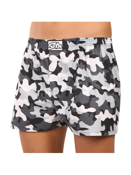 Styx Boxeri bărbătești Styx art bandă elastică clasică supramărime camo gri