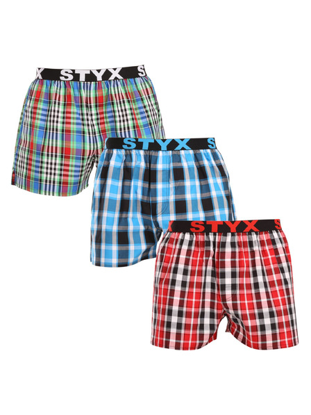 Styx Set de trei - pantaloni scurți bărbătești Styx bandă sportivă multicolori