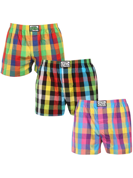 Styx Set de trei pantaloni scurți bărbătești Styx cu elastic clasic multicolori