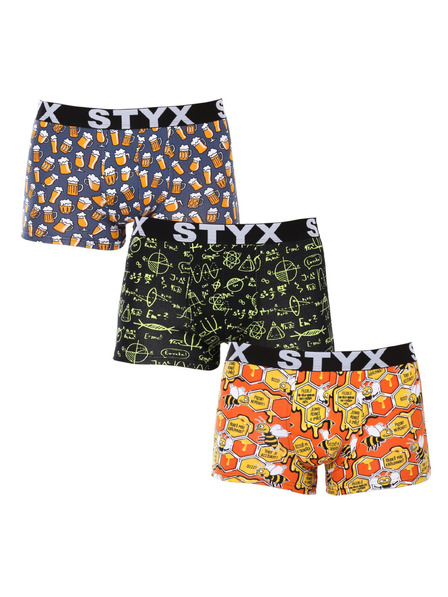 Styx Set de trei - boxeri bărbătești Styx art bandă sportivă multicolor