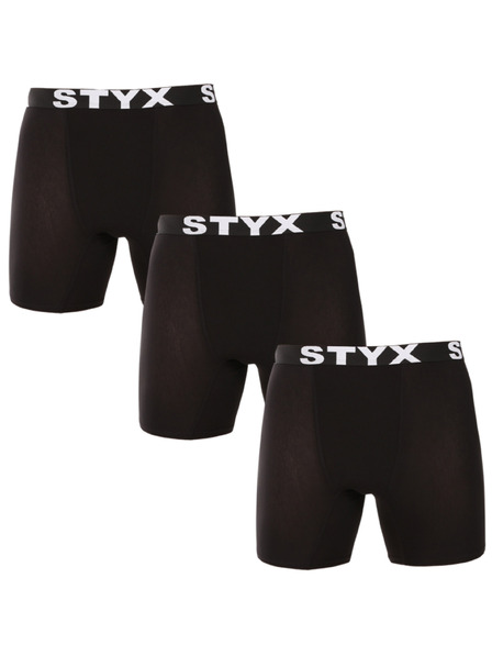 Styx Set trei - boxeri lungi bărbătești Styx bandă elastică sportivă negru