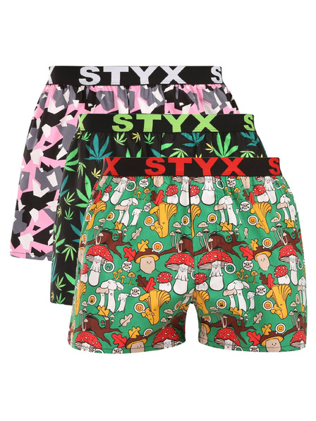 Styx Set trei - boxeri bărbătești Styx art banda elastică sport multicolor
