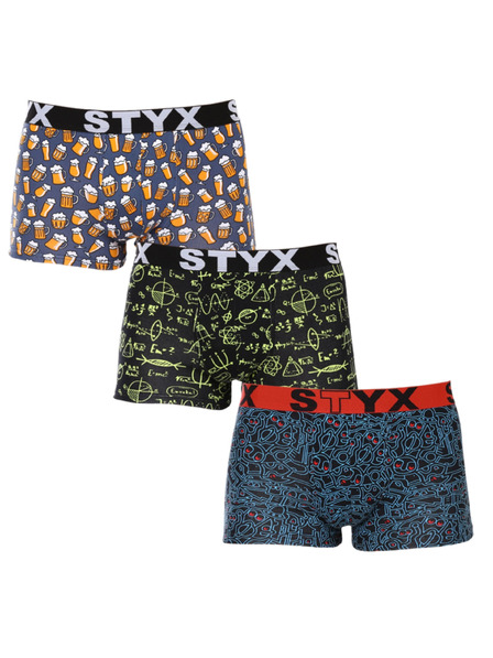 Styx Set de trei - boxeri bărbătești Styx art bandă sportivă multicolor