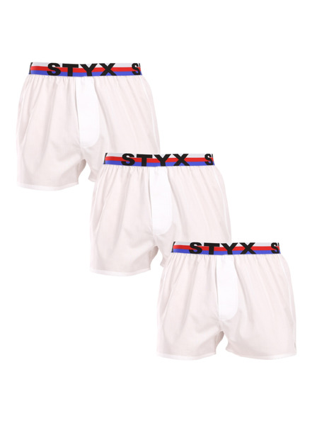 Styx Set trei - boxeri bărbătești Styx bandă elastică sportivă alb tricolor