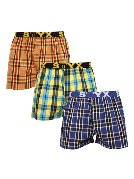 Styx Set de trei - pantaloni scurți bărbătești Styx bandă sportivă multicolori