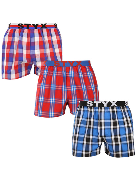 Styx Set de trei - pantaloni scurți bărbătești Styx bandă sportivă multicolori