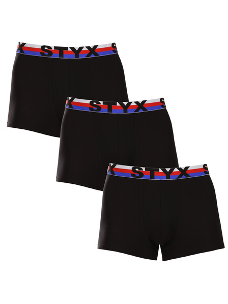 Styx Set trei - boxeri bărbătești Styx bandă elastică sportivă negru tricolor