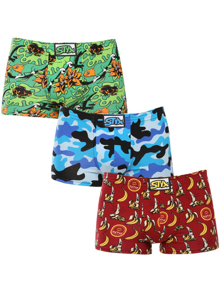 Styx Set trei - boxeri bărbătești Styx art bandă elastică clasică multicolor