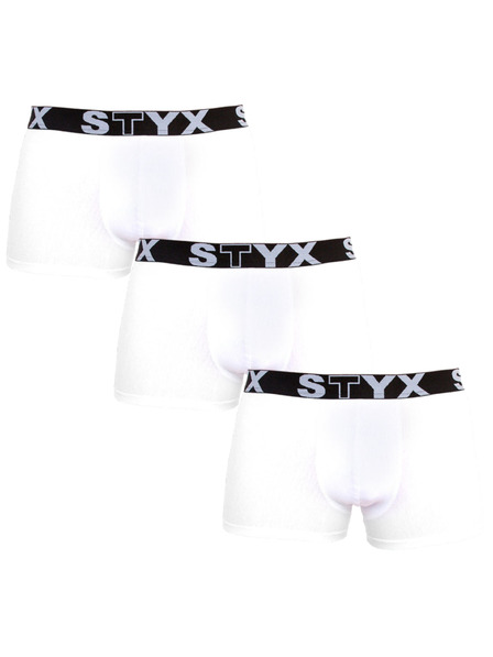 Styx Set trei - boxeri pentru bărbați Styx bandă sportivă mărime mare alb