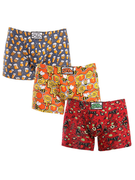 Styx Set trei - boxeri pentru bărbați Styx long art bandă clasică multicolor